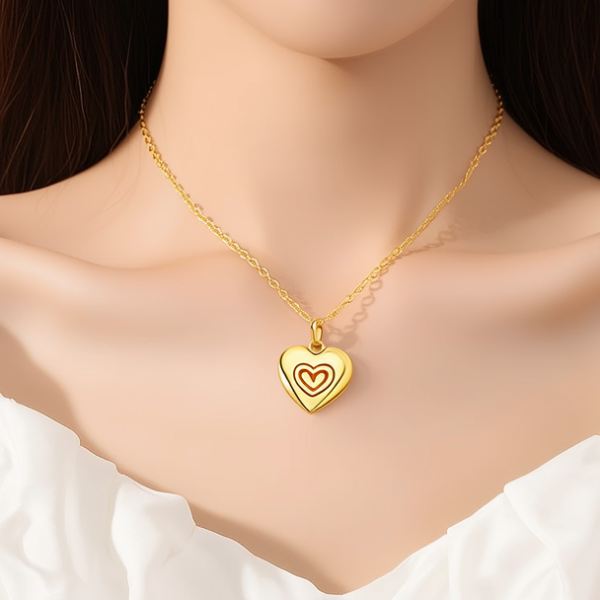 爱心金项链图片