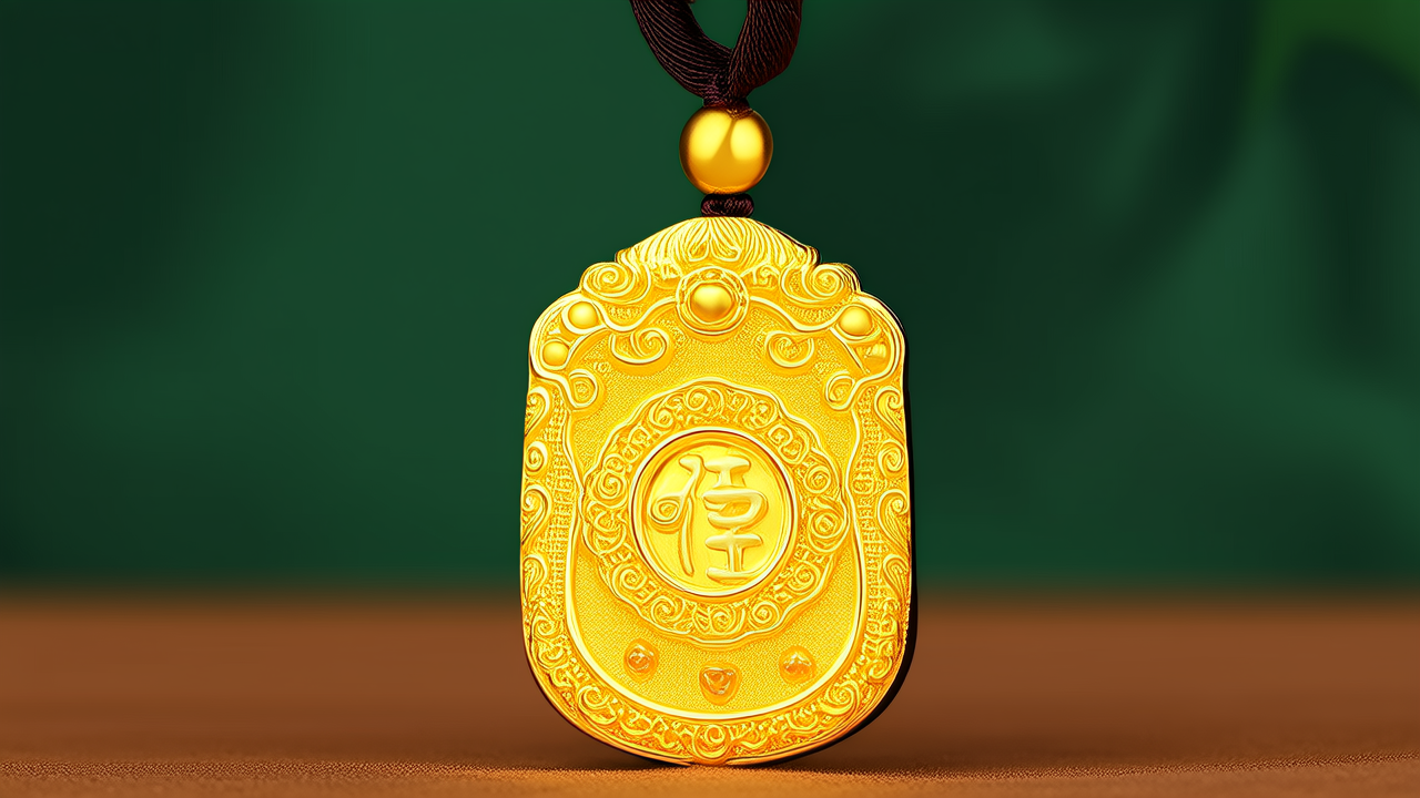黄金平安吊坠图片